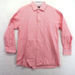 Tattersall London Shirt Mens Size 16 1/2 Pink Check Long‎ Sleeve Button Up